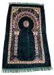 Tapis de priere musulman pour adulte vert motifs rosace et 2 piliers multicolores