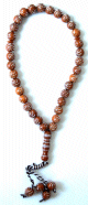 Chapelet "Sebha" marron a 33 grains avec motifs argentes