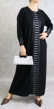 Abaya Dubai noire moderne decoree avec chale assorti