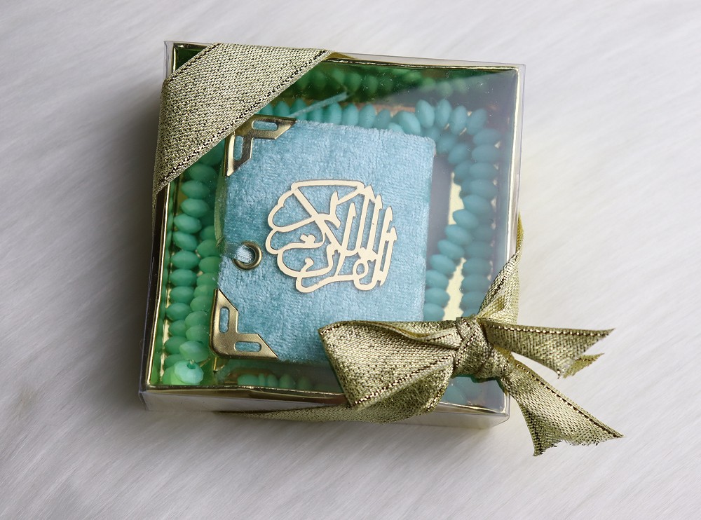 Chapelet musulman (Sebha) de luxe à 33 perles de couleur vert et doré -  Objet de décoration ou oeuvre artisanale sur