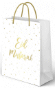 Grand Sac cadeau en carton renforce avec inscription doree "Eid Mubarak" (special pour les cadeaux de l'Aid) - Couleur blanc dore