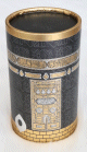 Coffret Cadeau Priere Tapis et chapelet de luxe (boite ronde doree) - Couleur noir avec motif de la Kaaba