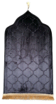Tapis de priere original en forme de Mihrab avec parties dorees (Sajjada adulte Design Mehrab / Mosquee) - Couleur noir