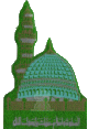 Autocollant "La Mosquee de Medine" vert holographique - salat salam ala rasoul allah